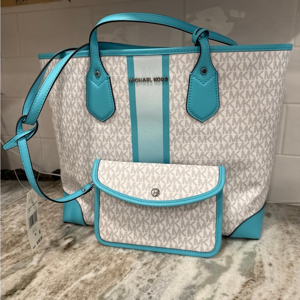 Michael Kors Eva Large Tote in Ocean Blue Multi